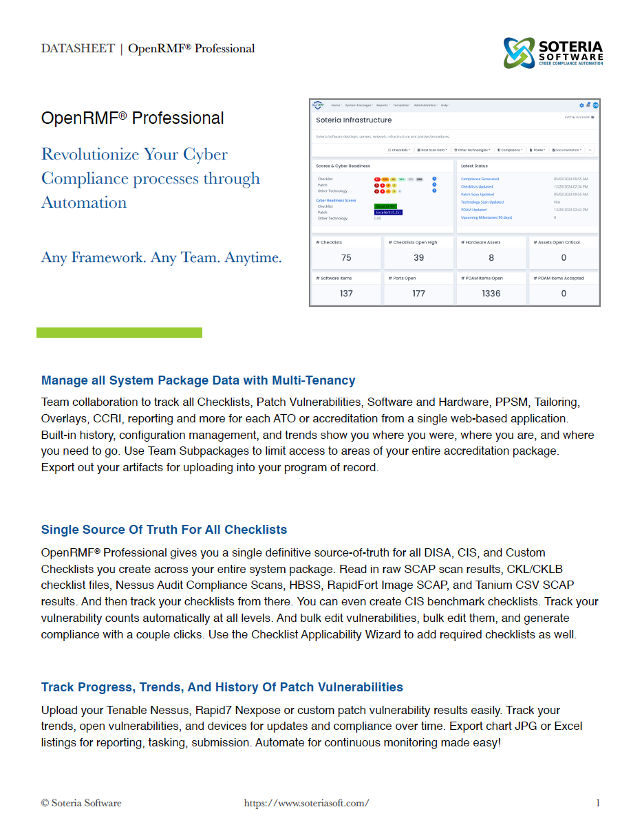 OpenRMF Professional Data Sheet