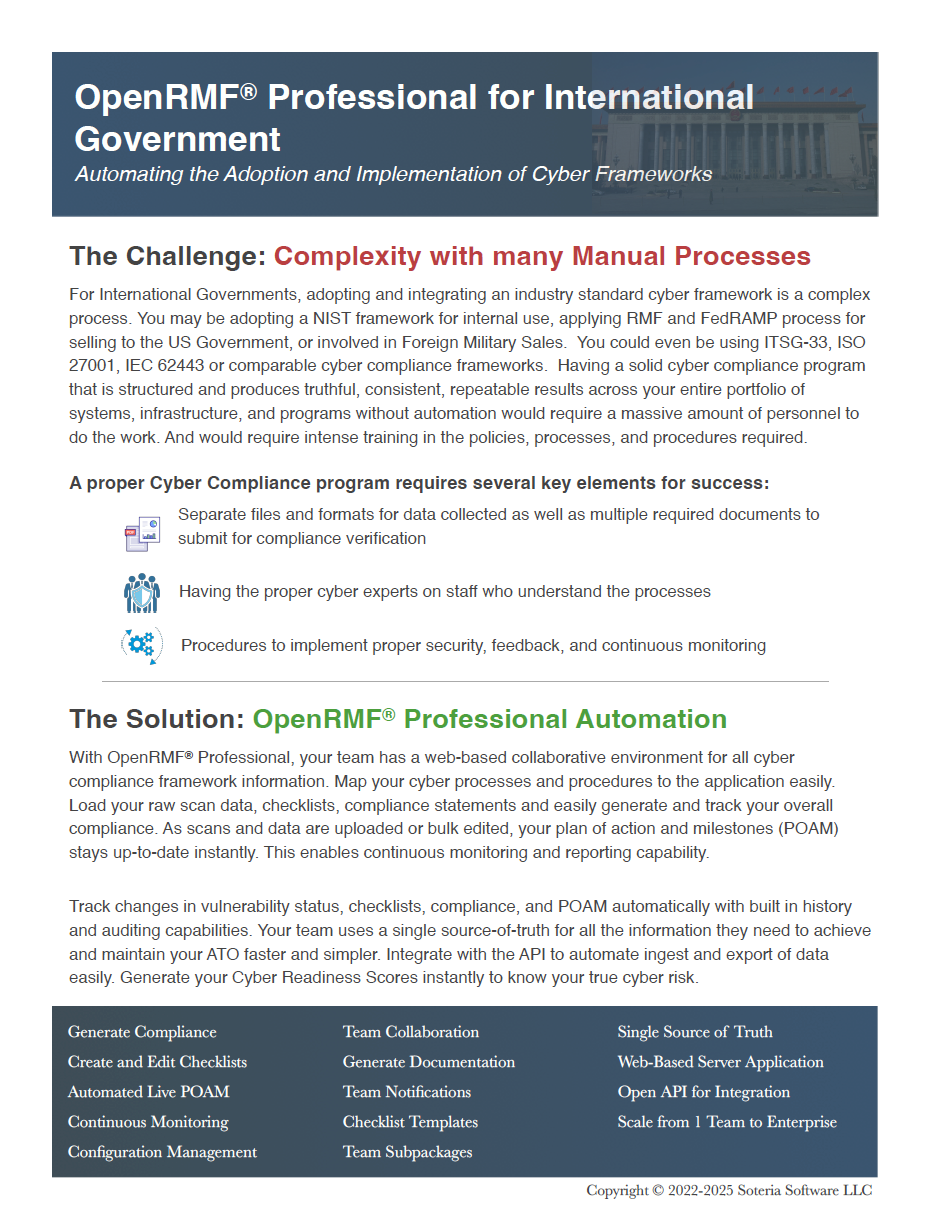 OpenRMF Professional for International Government Sheet
