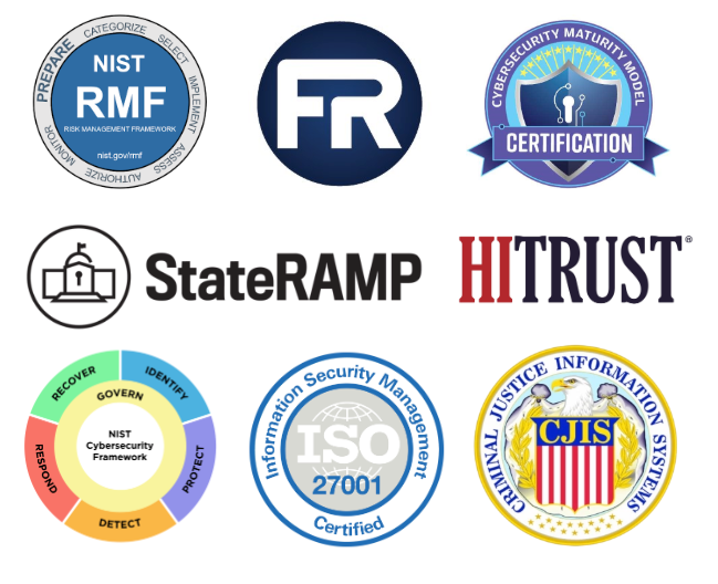 Use across multiple frameworks such as RMF, FedRAMP, CMMC, CSF and more
