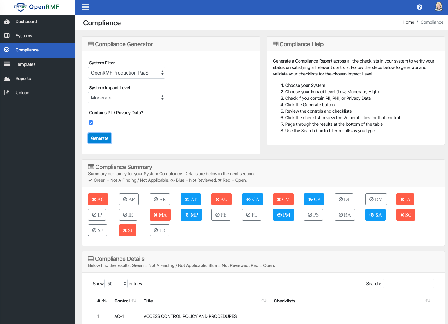 OpenRMF OSS Compliance Generator